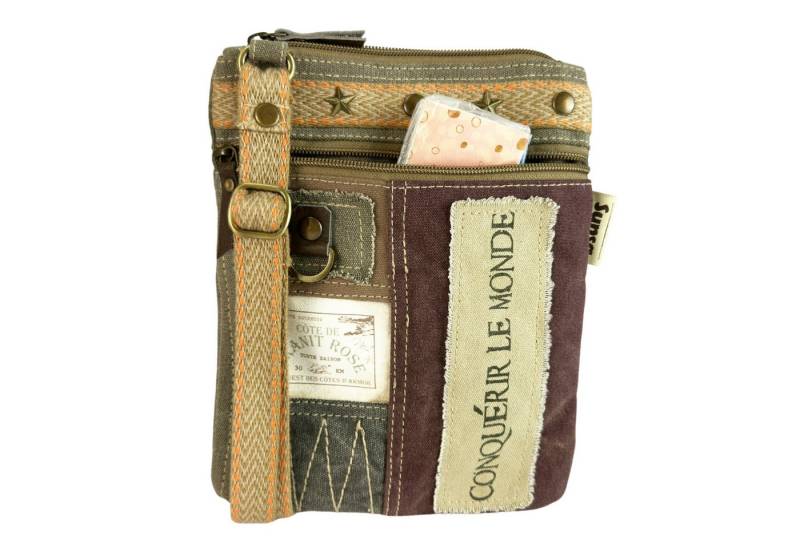 Sunsa Umhängetasche Sunsa Vintage Umhängetasche. Kleine Patchwork Crossover Canvas Tasche, Vintage Aufdruck von Sunsa