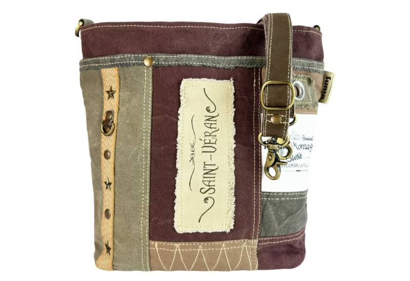 Sunsa Umhängetasche Sunsa Vintage Umhängetasche. Patchwork Canvas Crossover Tasche, Abnehmbarere Henkel von Sunsa