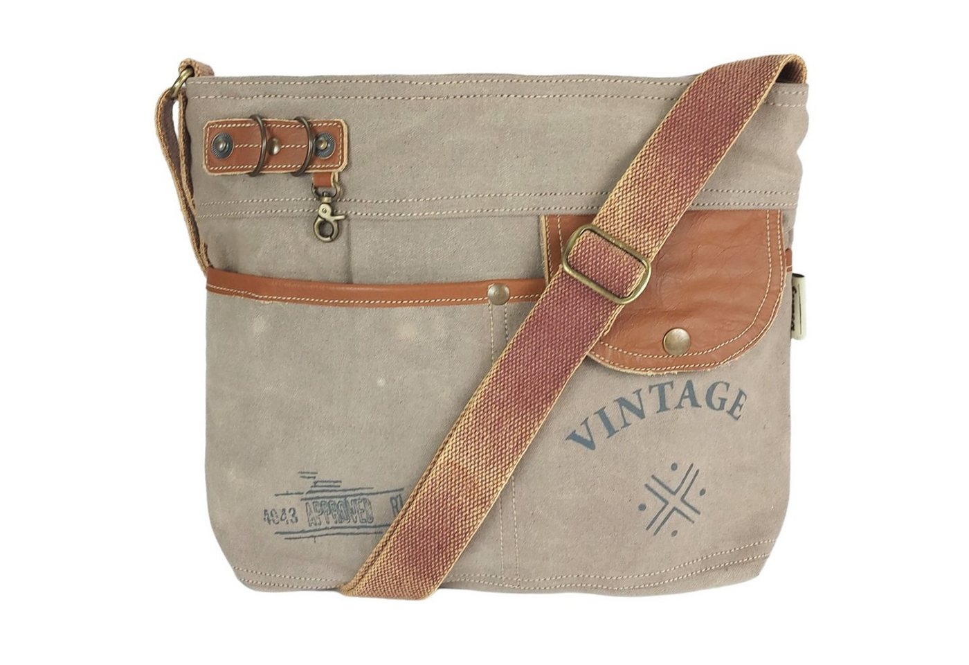 Sunsa Umhängetasche vintage Umhängetasche aus braune Canvas. Crossbody Schultertasche, Vintage Stil von Sunsa