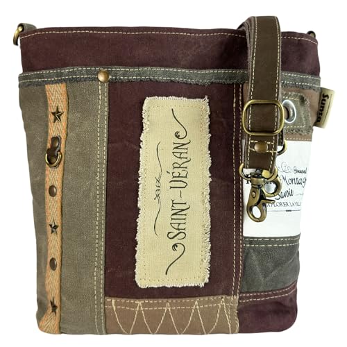 Sunsa Umhängetasche. Damen Taschen aus Canvas & Leder. Mittelgroß Handtasche. Vintage Dame Tasche. Schultertasche als Crossbody Bag. Damentasche schönes Geschenk für Frauen von Sunsa