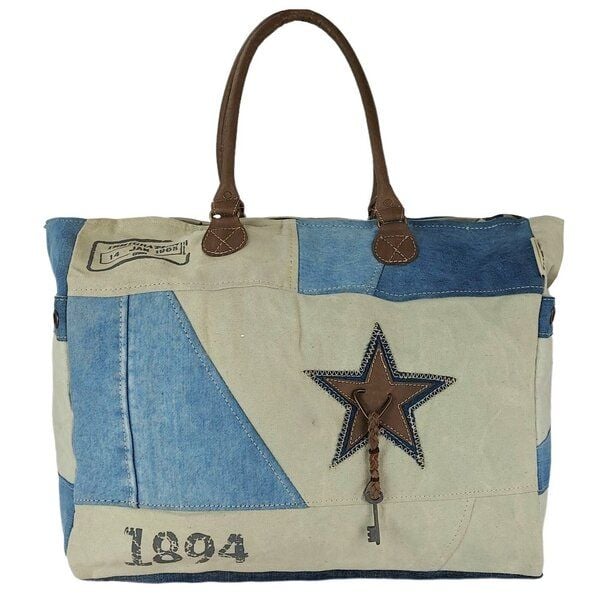 Sunsa XXL Handtasche Jeans Tasche große Shopper Vintage Schultertasche Badetasche von Sunsa