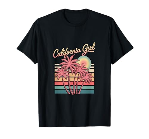 Das Originale kalifornische Mädchen, süße rosa, mädchenhafte, kalifornische Palme T-Shirt von Sunset Vibes Collective Fun