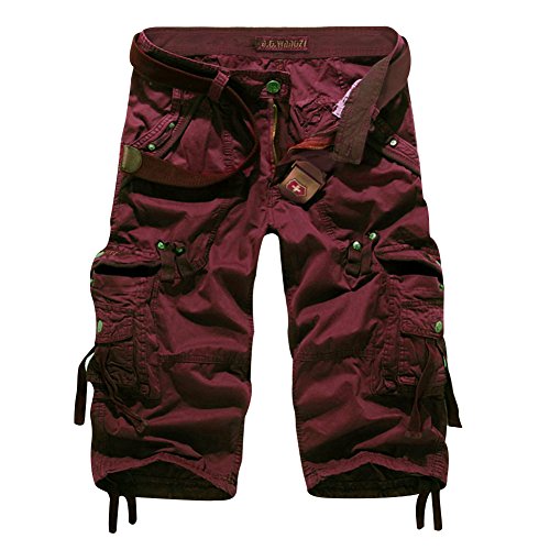 Sunshey Herren 3/4 Cargoshorts Kurzehose Einfarbig Cargohose aus Baumwolle hochwertig Armmegrün Blau von Sunshey