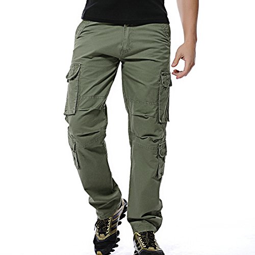 Sunshey Herren Cargohose in Übergröße Lang Arbeitshose aus Baumwolle mit mehrere Taschen Stretch Chino Stoff Hose,armee-grün,DE 62/Etikette 46 von Sunshey