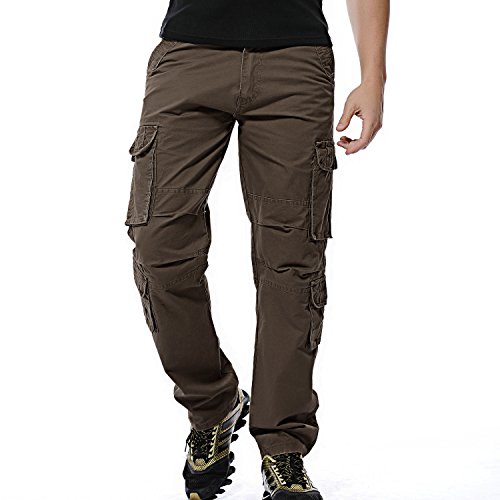 Sunshey Jungen Herren Cargohose Lang Arbeitshose aus Baumwolle mit mehrere Tasche Outdoor hochwertig,Coffee,DE 44/Etikette 30 von Sunshey