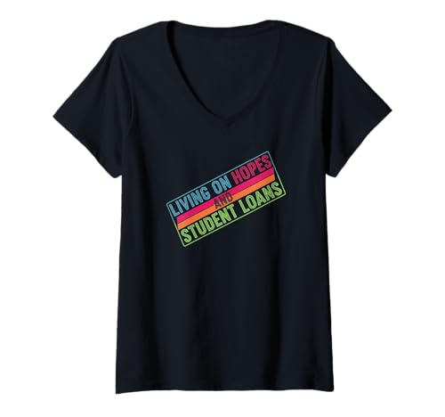 Damen Von Hoffnungen und Studentendarlehen Leben Retro T-Shirt mit V-Ausschnitt Damen Von Hoffnungen und Studentendarlehen Leben Retro T-Shirt mit V-Ausschnitt von Sunshine Design Co.