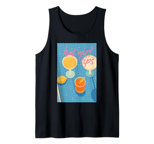 Hot Girl Sips Retro Cocktailgläser Pool Party Trinkkunst Tank Top Hot Girl Sips Retro Cocktailgläser Pool Party Trinkkunst Tank Top von Sunshine Vibes Retro Coastal Style Aesthetic Wear