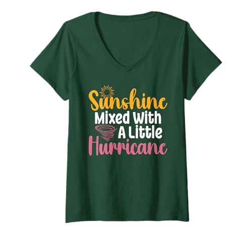 Damen Sunshine Mixed with a Little Hurricane Funny Sarcastic Quote T-Shirt mit V-Ausschnitt Damen Sunshine Mixed with a Little Hurricane Funny Sarcastic Quote T-Shirt mit V-Ausschnitt von Sunshine mixed with a little Hurricane Funny Joke