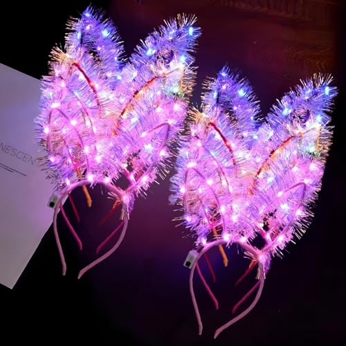 12 Pcs LED Haarreif,Hasenohren Haarreif LED,Haarkranz mit Licht,Kopfschmuck Leuchtend,Leuchtkranz Haare,Lichterkette Haare Schlager,Led Haarkranz,Leuchtende Haarreifen von Sunshine smile