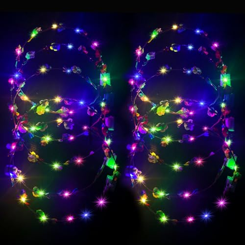 12Pcs Blumenkranz Leuchtend,Haarkranz LED,LED Haarreif,Blumenkranz Haare Leuchtend,Haarkranz Leuchtend für Damen und Kinder Festival Geburtstag Weihnachten Halloween Fasching Party Hochzeit Dekor von Sunshine smile