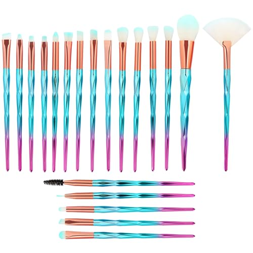 Sunshine Smile 20-teiliges Make-Up Pinsel-Set, Kosmetik Pinsel, Polyesterborsten, Kunststoffgriff, Stabform, für Lidschatten, Eyeliner, Augenbrauen, Lippen, Concealer von Sunshine smile