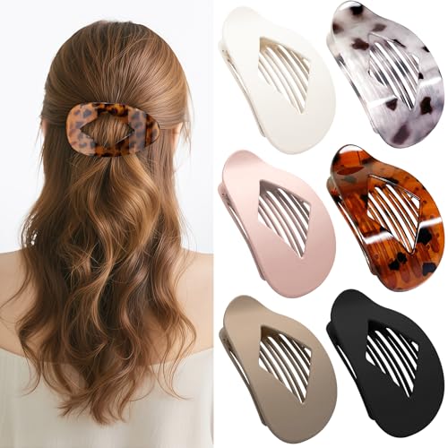 6 Stück Flache Haarklammern,Haarspangen Damen,Haarklammern für Damen,Entenschnabel Haarspange,Flat Claw Clip,Haarklammer,Französisches Haarspangen Damen,Haarspange Flach Dünnes Haar von Sunshine smile