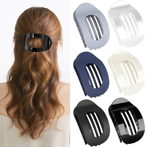 6 Stück Flache Haarklammern,Haarspangen Damen,Haarklammern für Damen,Entenschnabel Haarspange,Flat Claw Clip,Haarklammer,Französisches Haarspangen Damen,Haarspange Flach Dünnes Haar von Sunshine smile