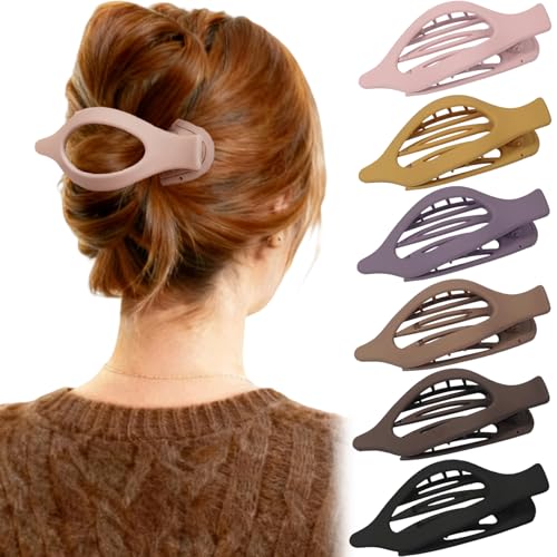 6 Stück Haarklammern für Damen,Flat Claw Clip,Flache Haarklammern,Haarspangen Damen,Haarklammer,Französisches Haarspangen Damen,Französische Rutschfeste Haarspangen Starker Halt von Sunshine smile