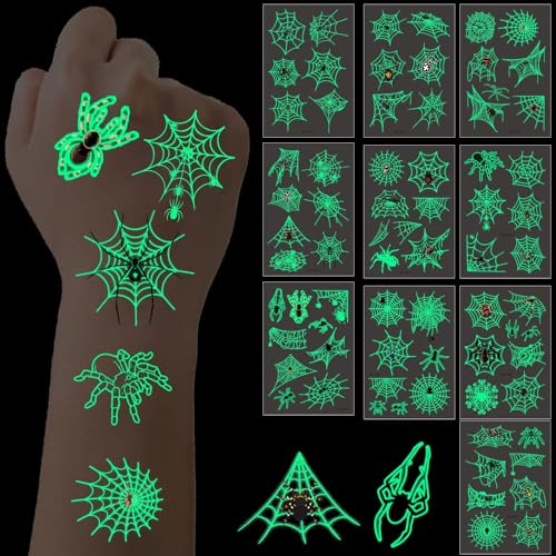 10pcs Halloween Temporäre Tattoos,Spinnen Temporäre Tattoos,Halloween Tattoo Gesicht,Leuchten im Dunkeln Kindertattoos Sticker,Tattoo Halloween Narben,Wunden Halloween,Wunde Tattoo,Tattoo Narben von Sunshine smile