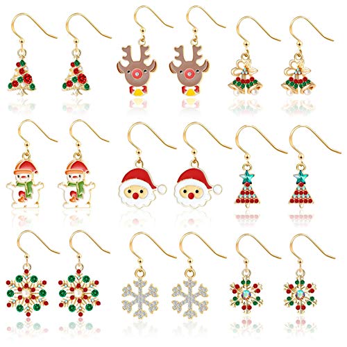 9 Paar ohrringe weihnachten set,Dame Weihnachten Ohrringe,Weihnachtsohrringe Ohrstecker,Kreativ Weihnachten Ohrringe, Ohrringe Weihnachten,Weihnachten Schmuck Geschenk,ohrstecker set von Sunshine smile