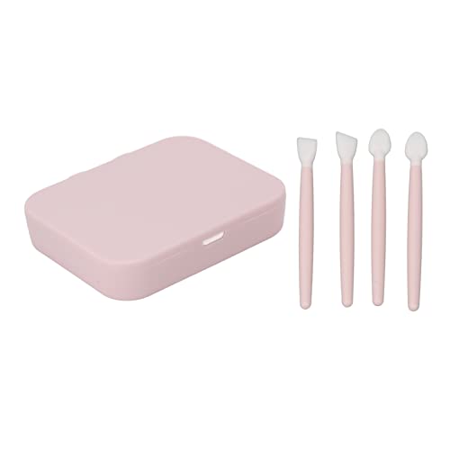 4 Stück Silikon Lippenpinsel Lidschatten Pinsel mit HD Spiegel Aufbewahrungsbox für Make-up Pink von SunshineFace
