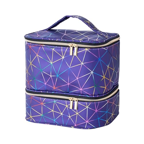 SunshineFace Nagellack-Organizer-Tasche, doppellagig, für 30 Flaschen, Nagellampe, Maniküre-Werkzeuge, Nagellack-Aufbewahrungstasche, Nagelzubehör, Tragetasche, Blau von SunshineFace