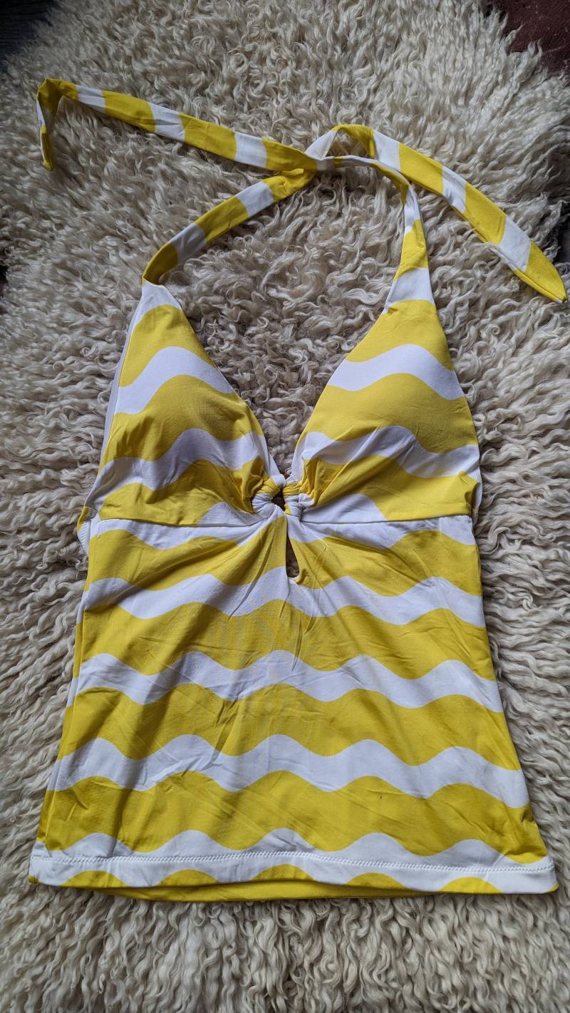 Marimekko Lokki | Möwe Tankini Gelb-Weiß Swim Top Gr. S von SunshopFinds