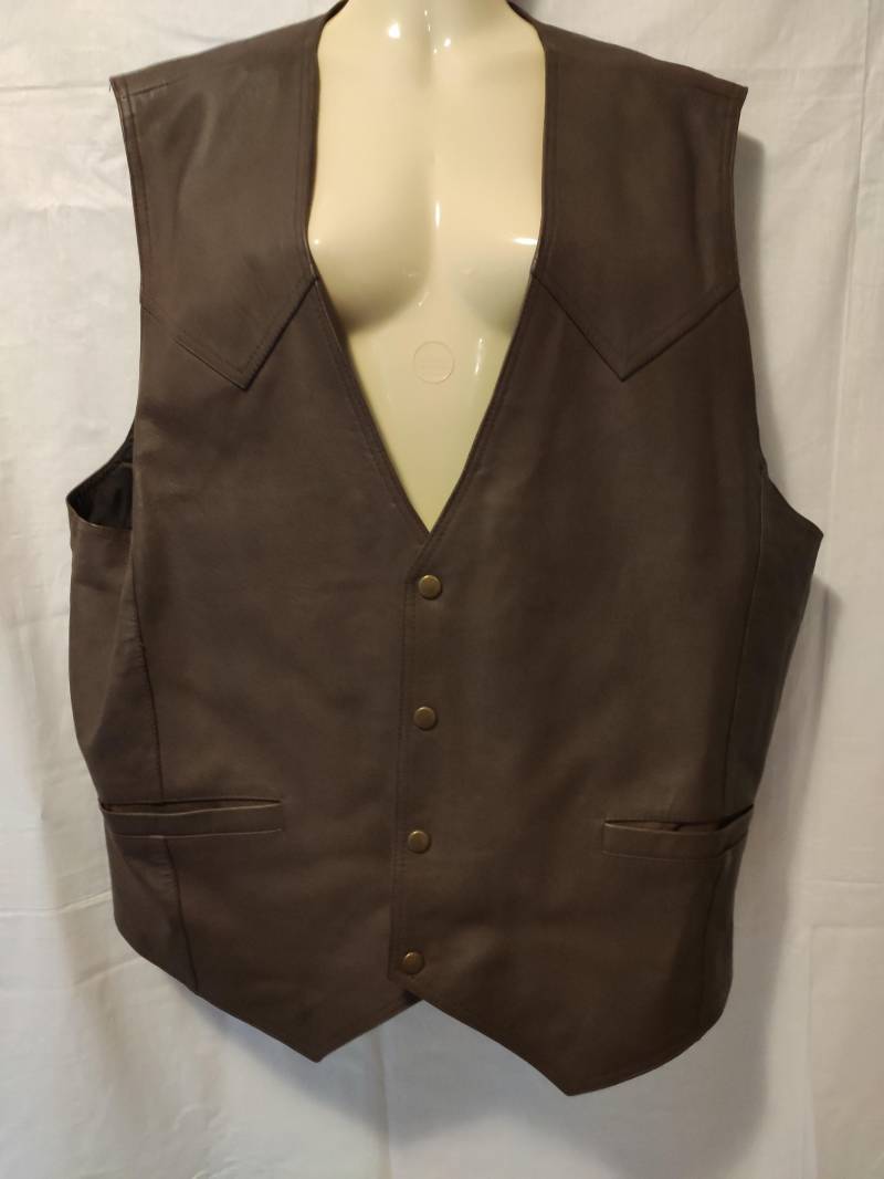 Vinage Lederweste Echtleder Mans World Braun Gr. 10 von SunsideVintage
