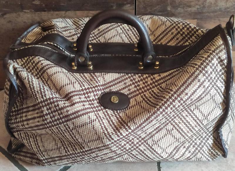 Vintage Goldpfeil Reisetasche Kariert Weekender 90Er von SunsideVintage