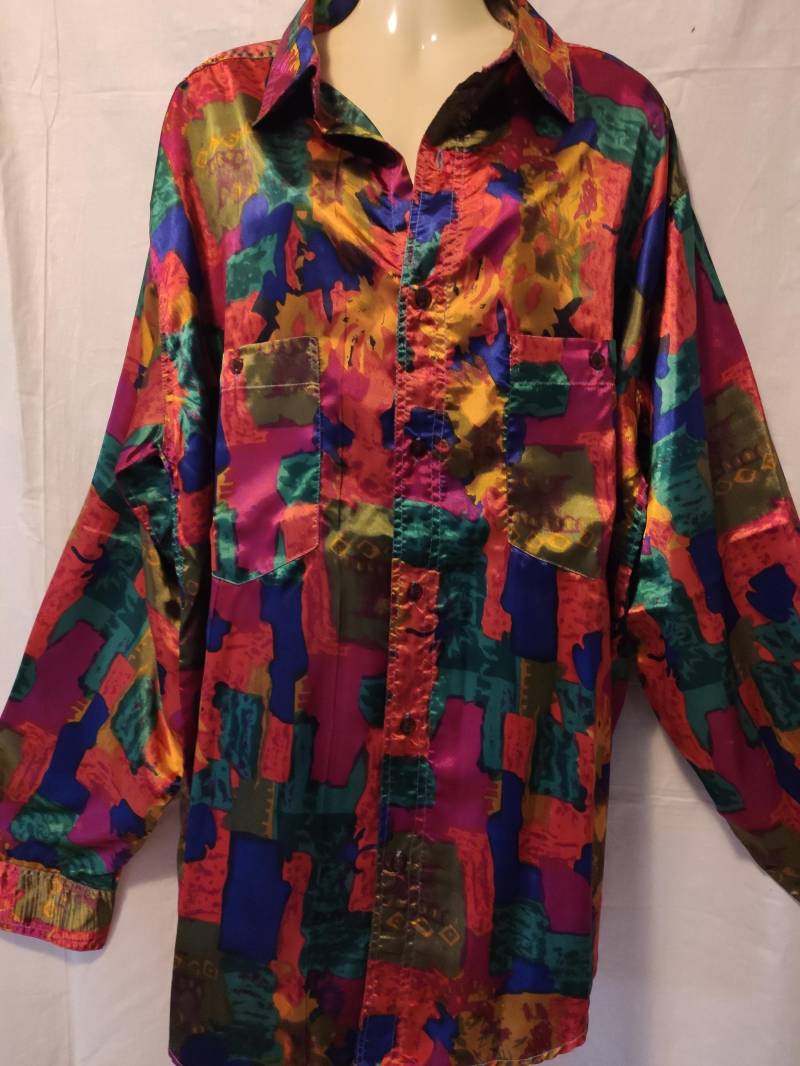 Vintage Jean Legalli Hemd Longbluse Xl Bunt von SunsideVintage