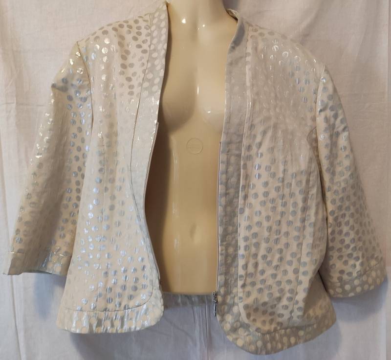 Vintage Joseph Ribkoff Jacke Gr. 44 Beige Glitzer Boho Hippie 90Er von SunsideVintage