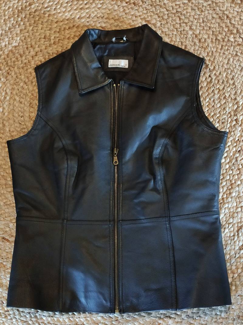 Vintage Lederweste Jürgen Michaelsen Schwarz von SunsideVintage