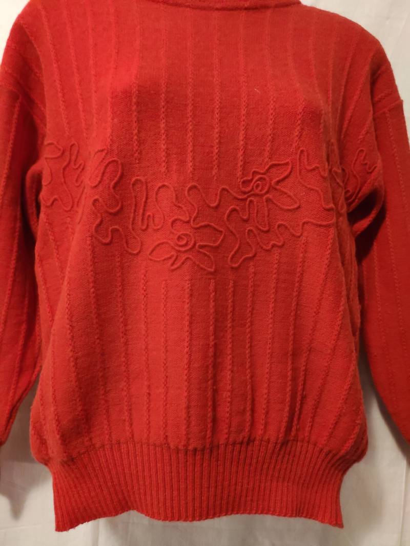 Vintage Pullover Wollpullover Lamawolle Rot Gr. 38 von SunsideVintage