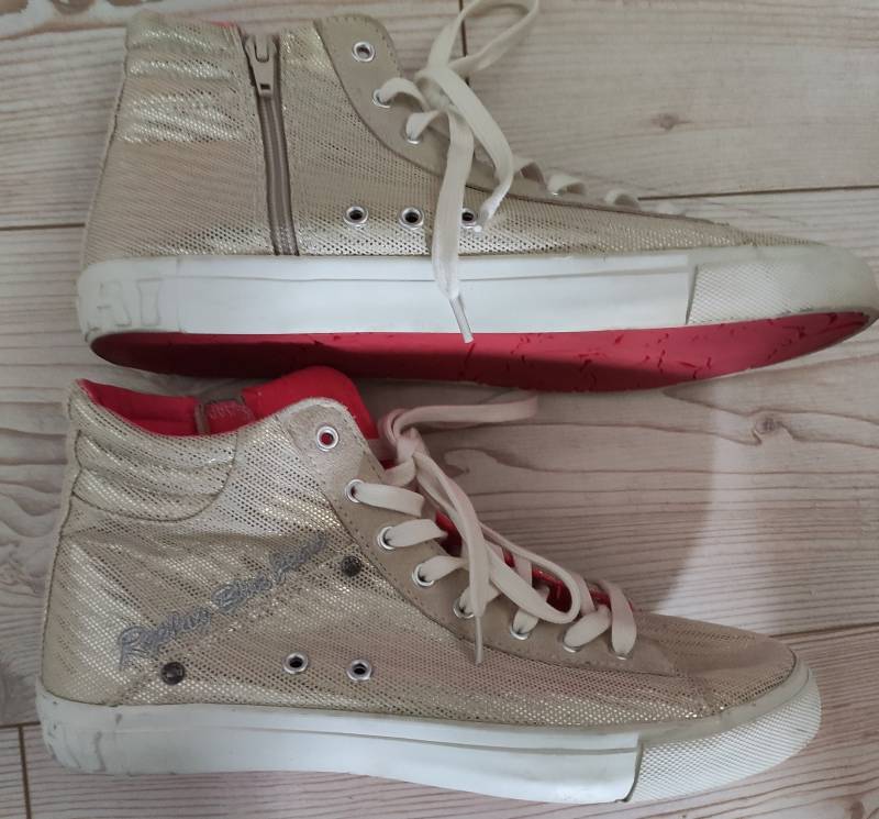 Vintage Replay Blue Jeans Sportschuhe Glitzer Turnschuhe Gr. 40 Vintage 90Er von SunsideVintage