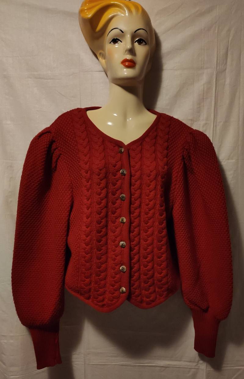 Vintage Sigi Scheider Wolljacke Rot Gr. 36 Reine Schurwolle von SunsideVintage