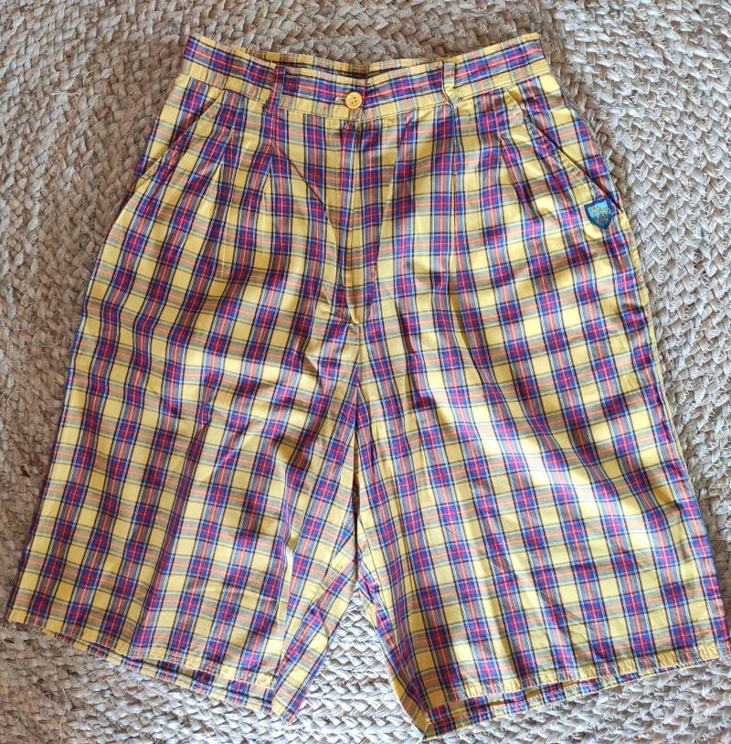 Vintage Vdev Paris Gr. 38 Hose Kurz Kariert Baumwolle 90Er von SunsideVintage