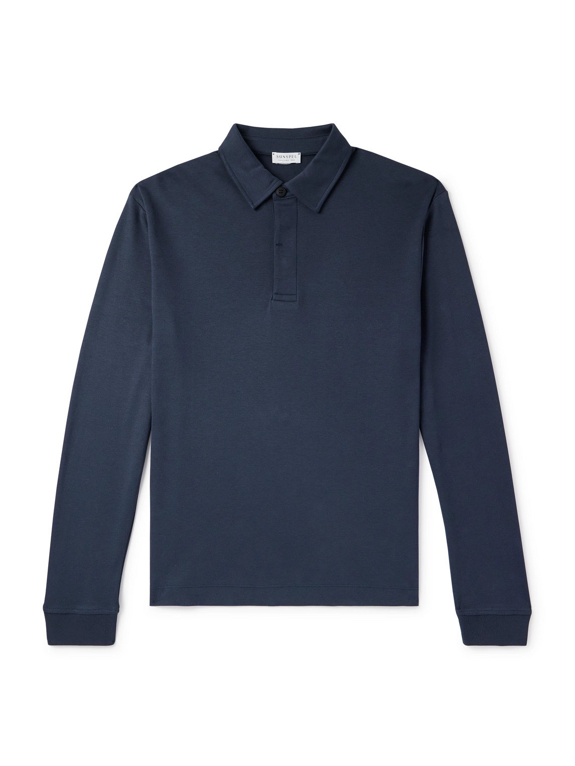 Sunspel - Brushed Supima Cotton Polo Shirt - Men - Blue - S von Sunspel