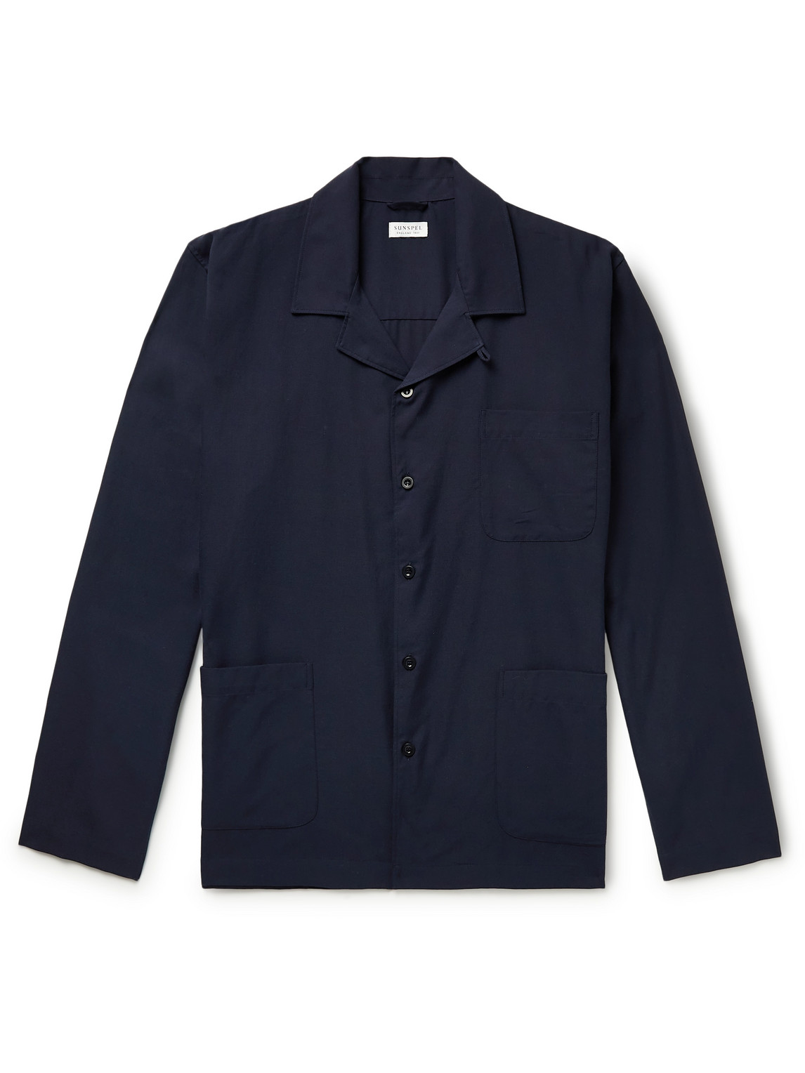 Sunspel - Camp-Collar Cotton-Twill Pyjama Shirt - Men - Blue - XL von Sunspel