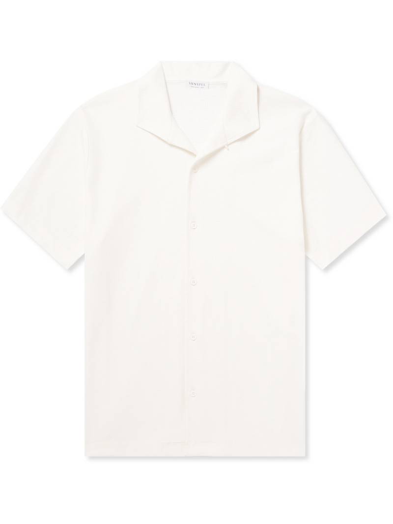 Sunspel - Convertible-Collar Cotton-Piqué Polo Shirt - Men - Neutrals - S von Sunspel