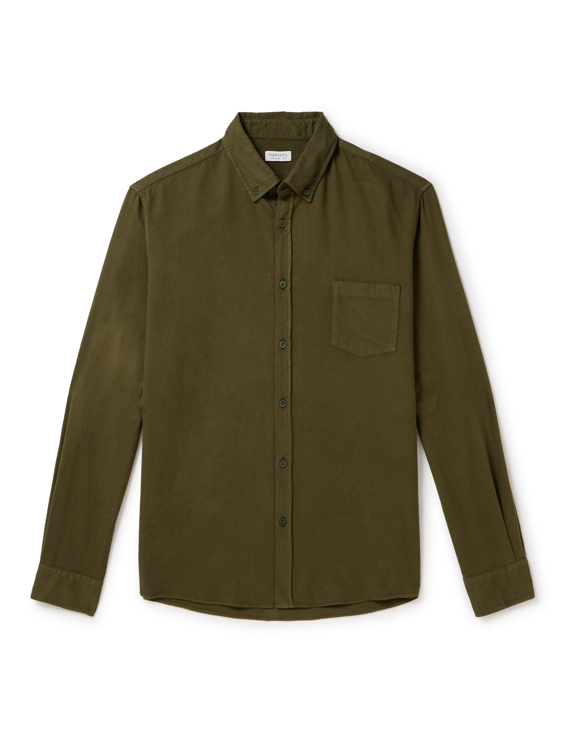 Sunspel - Cotton-Flannel Shirt - Men - Green - XXL von Sunspel