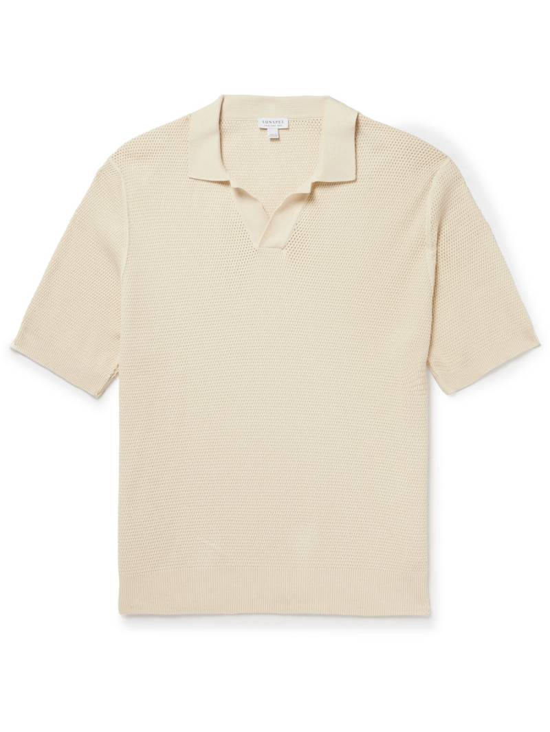 Sunspel - Cotton-Mesh Polo Shirt - Men - Neutrals - M von Sunspel