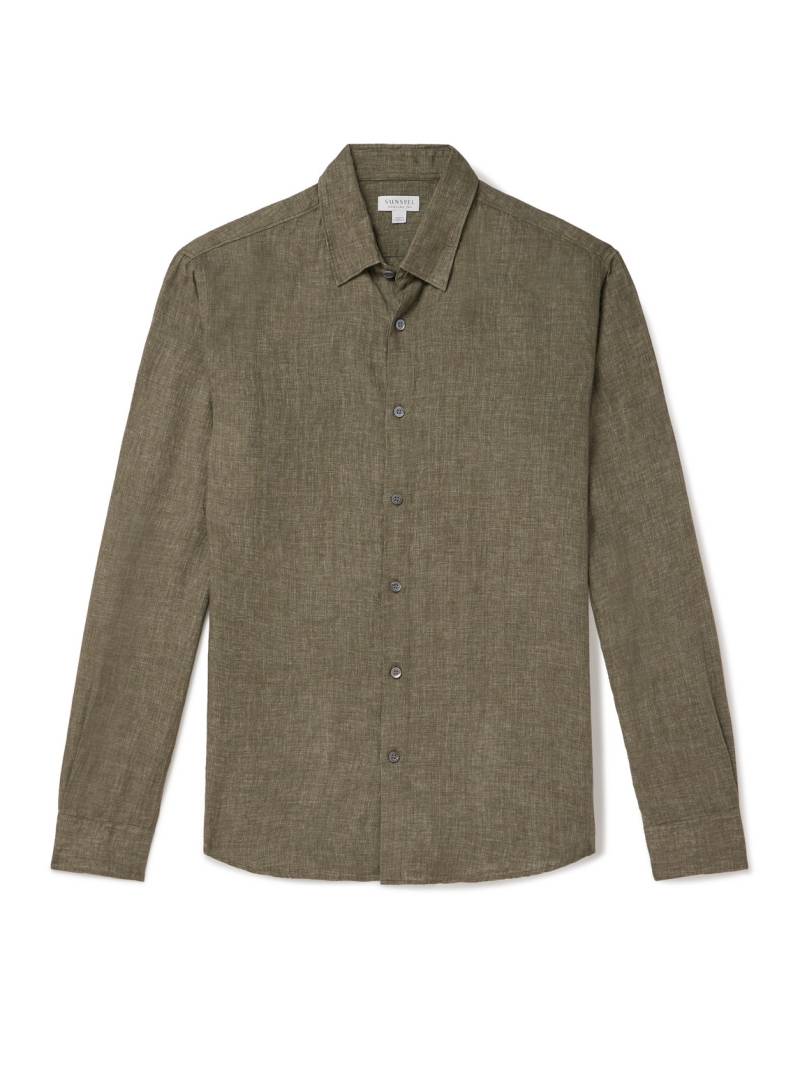 Sunspel - Linen Shirt - Men - Green - XXL von Sunspel