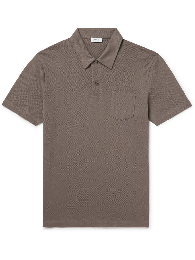 Sunspel - Riviera Cotton-Mesh Polo Shirt - Men - Brown - S von Sunspel