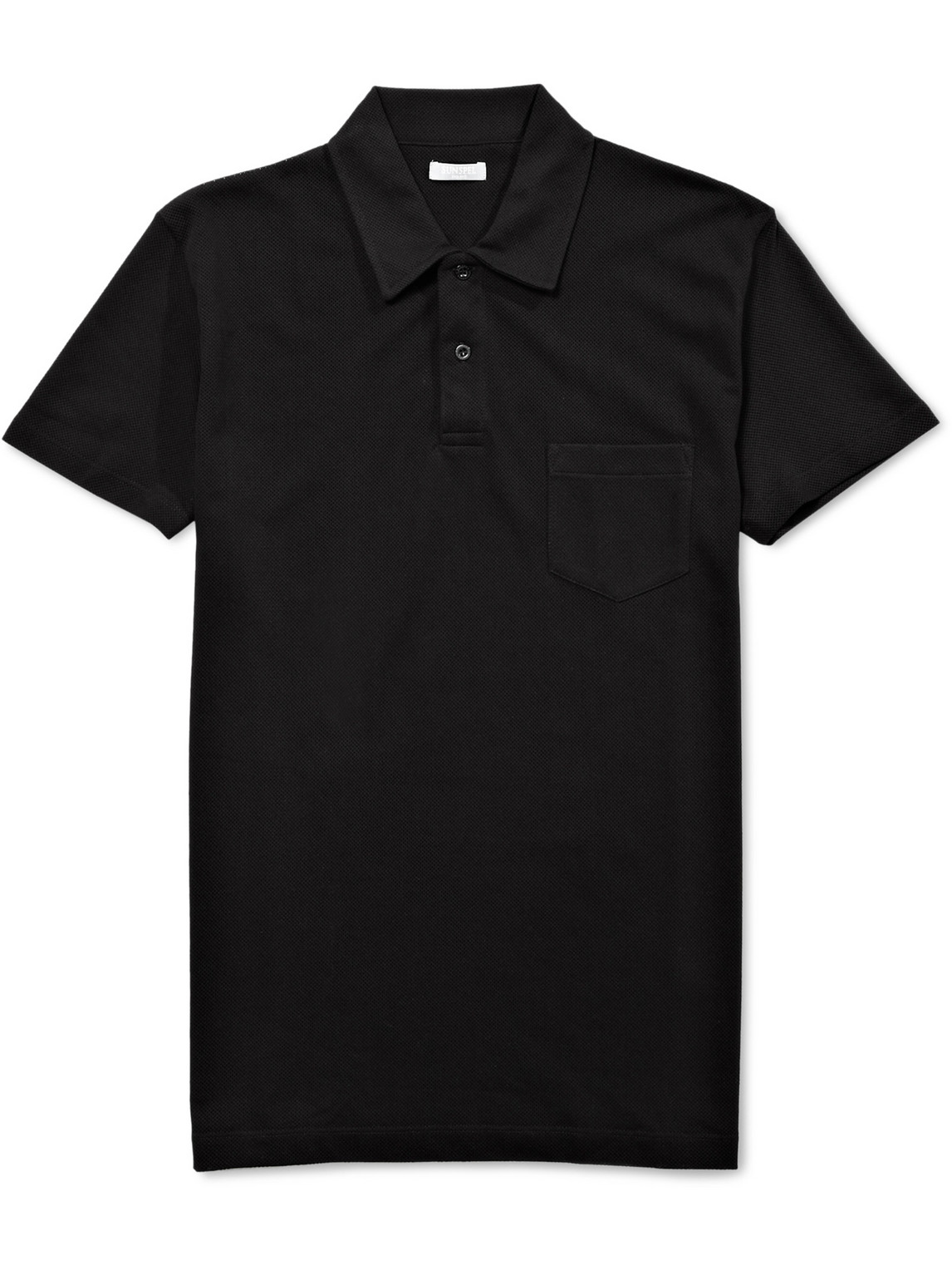 Sunspel - Riviera Slim-Fit Cotton-Mesh Polo Shirt - Men - Black - L von Sunspel