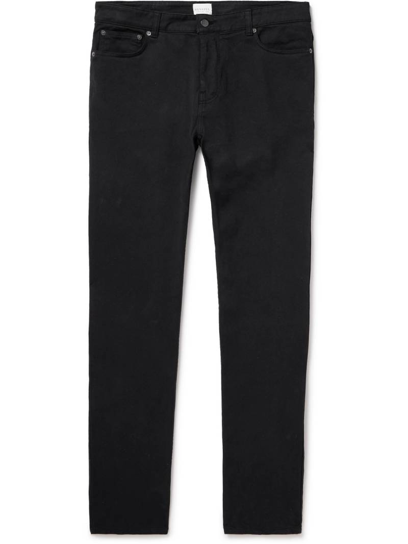 Sunspel - Slim-Fit Cotton-Blend Twill Trousers - Men - Black - 30W 32L von Sunspel