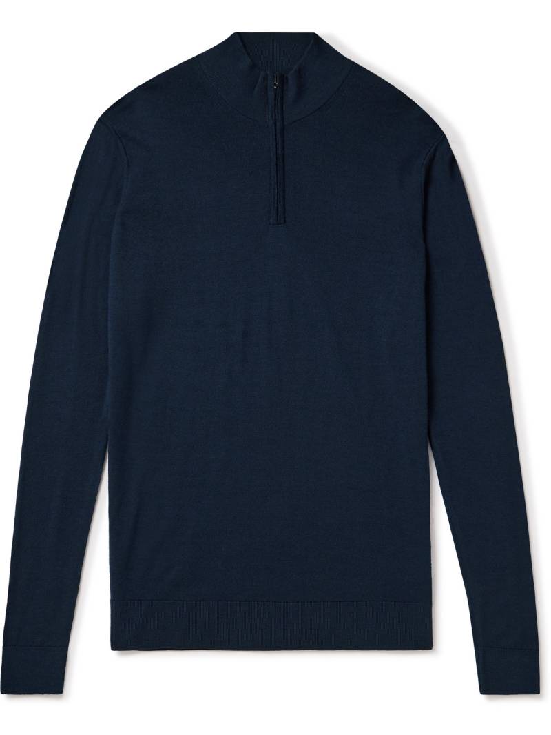 Sunspel - Slim-Fit Wool Half-Zip Sweater - Men - Blue - XL von Sunspel