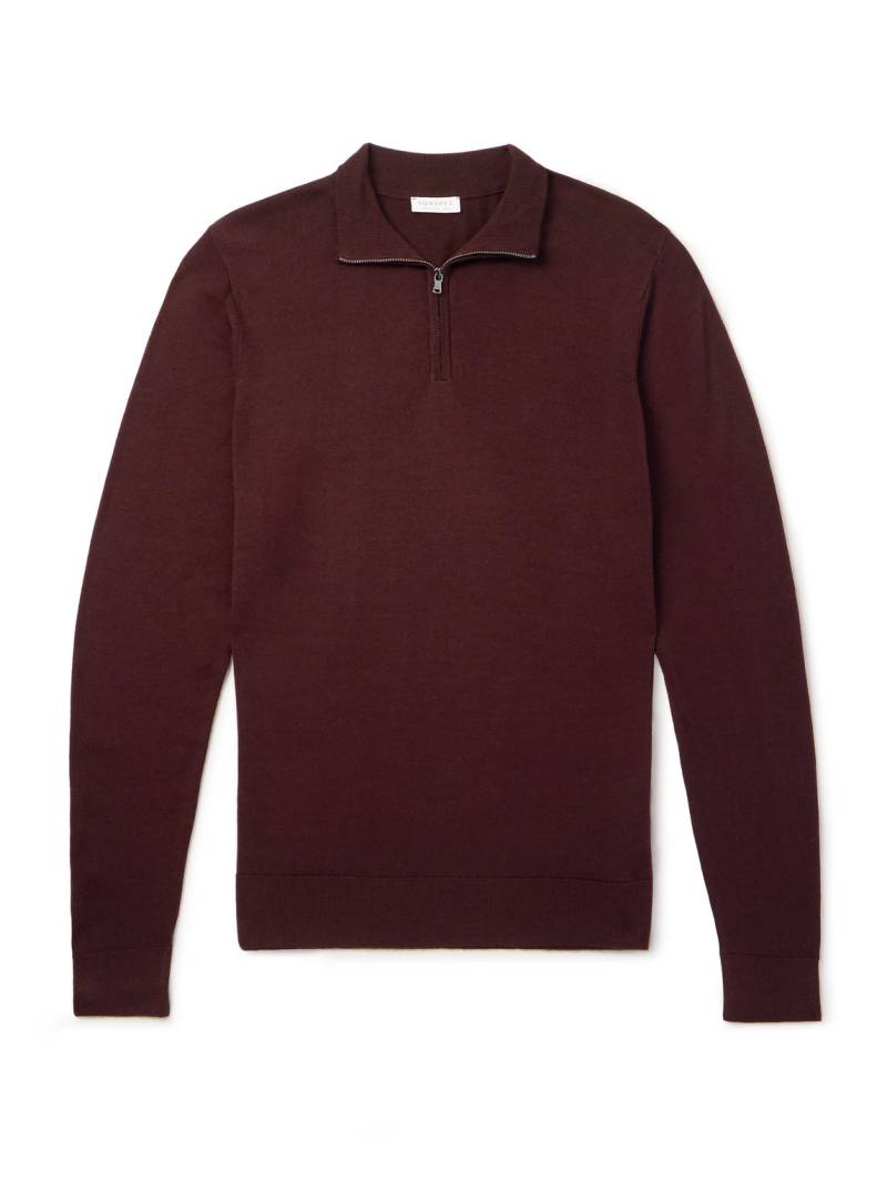 Sunspel - Slim-Fit Wool Half-Zip Sweater - Men - Burgundy - XXL von Sunspel
