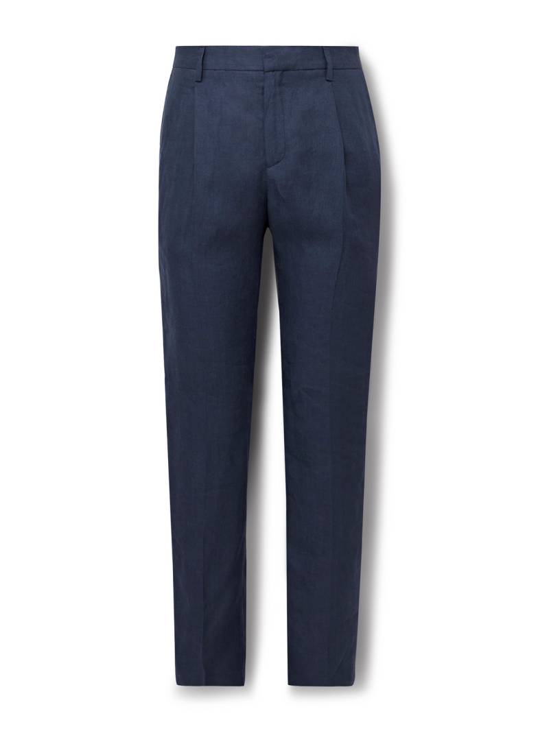 Sunspel - Tapered Pleated Linen Suit Trousers - Men - Blue - 36W 32L Sunspel - Tapered Pleated Linen Suit Trousers - Men - Blue - 36W 32L von Sunspel