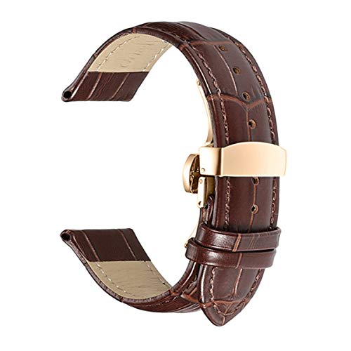 Uhrenarmbänder Lederarmband 18mm 19mm 20mm 21mm 22mm 24mm Padded Croco Muster Quick Release Leder Uhrenarmbänder Braun Mit Rose Gold 18mm von Sunsshine