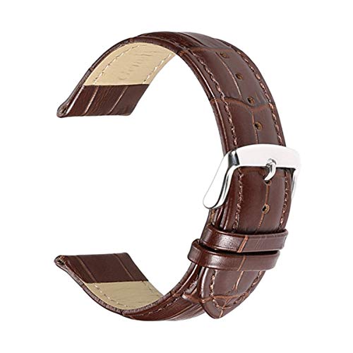 Uhrenarmbänder Lederarmband 18mm 19mm 20mm 21mm 22mm 24mm Padded Croco Muster Quick Release Leder Uhrenarmbänder Braun Silber Pin 21mm von Sunsshine