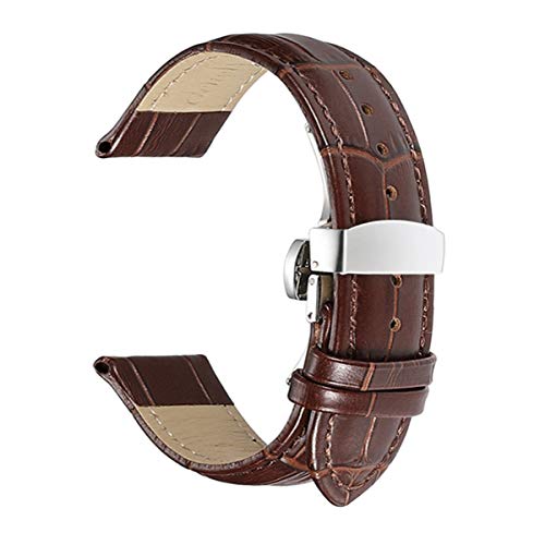 Uhrenarmbänder Lederarmband 18mm 19mm 20mm 21mm 22mm 24mm Padded Croco Muster Quick Release Leder Uhrenarmbänder Brown mit Silber-19mm von Sunsshine