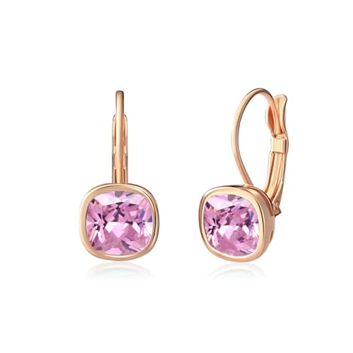 Sunttifen Edelstein Tropfen Ohrringe rosévergoldet Leverback Zirkon Kristall Ohrringe Schmuck Geschenk für Frau Mutter Ehefrau von Sunttifen