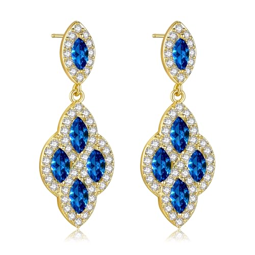 Sunttifen Tropfen Ohrringe für Damen handgefertigt Boho leicht Kronleuchter Strass Ohrringe Vergoldet Silberner Pfosten Schmuck geschenk für Mutter Frau Freundin von Sunttifen