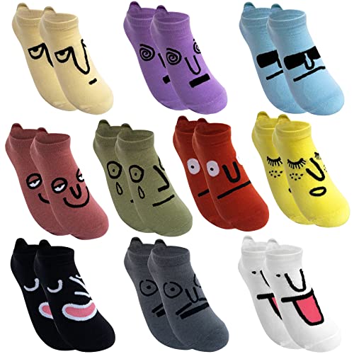 Sunvivid Damen Sneakers Socken Lustige Bunte Socken aus Baumwolle Sportsocken Lässig Kurzsocken Sneakersocken Kurze Knöchelsocken, Größe: 35-42, 10 Paar von Sunvivid